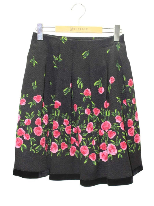 エムズグレイシー 627716 スカート 36 ブラック 花 ITMB0TEQKJUO