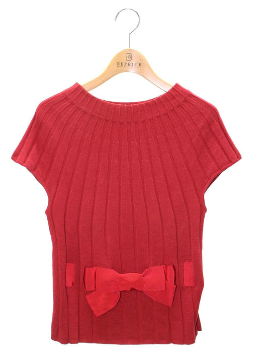 エムズグレイシー 018343 ニット 40 レッド ウエストリボン IT5YELGQY49C