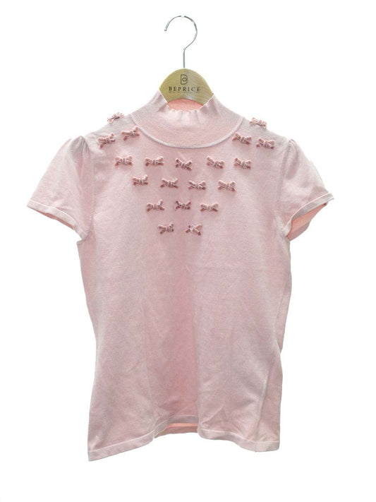 エムズグレイシー 728522 ニット セーター 40 ピンク ベロアリボン ハイネック ITHD7DGB6UC2