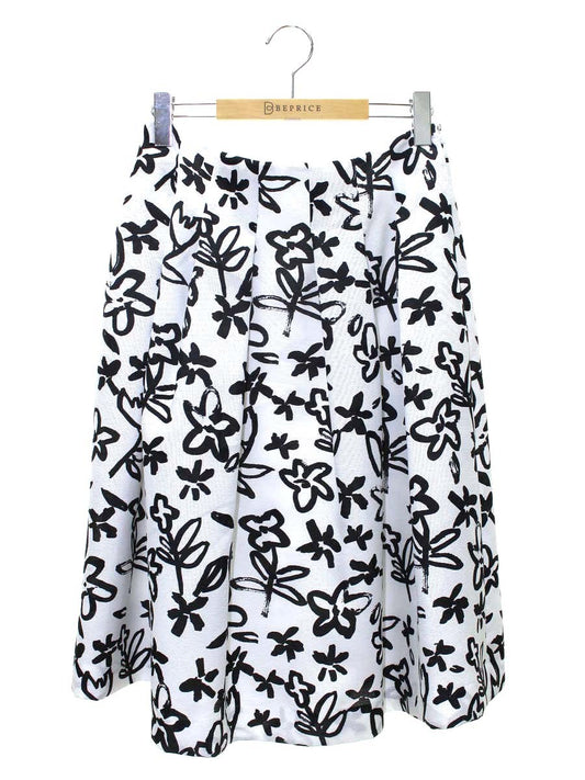 エムズグレイシー 517339 スカート 40 ホワイト フラワーモチーフ 総柄 ITC018WMJ0F4