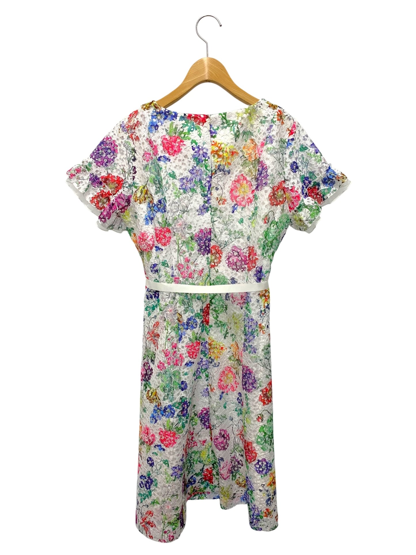 スーパービューティー ワンピース 42 ホワイト 花柄 レース リボンフェイクパール ITFB4A7ELZAV 【SALE】