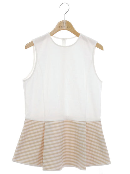 ボーダーズアットバルコニー BD2211-2D-15 カットソー 38 ホワイト/ベージュ ペプラム ノースリーブ ITCBXLAZX5DC 【SALE】