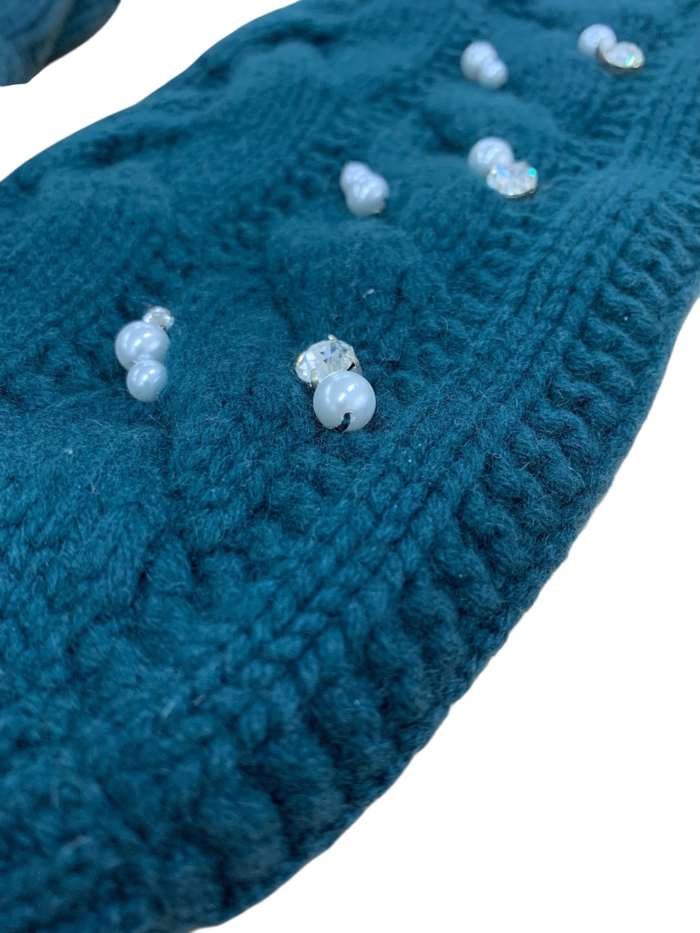 ルネ  6242720 アームカバー グリーン ニット パール ラインストーン IT402CLPXKVU