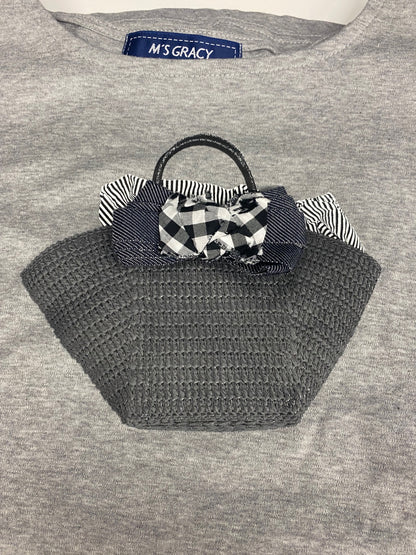 エムズグレイシー 415345 Tシャツ 40 グレー カゴバッグモチーフ IT8EFCSNYNRU
