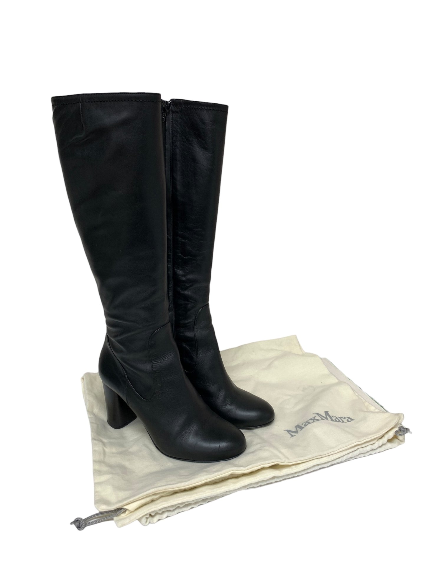 マックスマーラ ブーツ 37 ブラック ラウンドトゥ サイドジップ ITSOM4PDEUV4 【SALE】