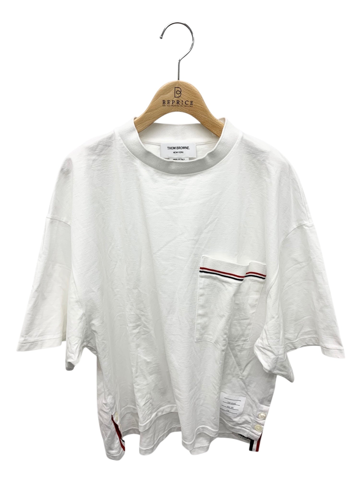 【新品】トムブラウン 正規品 シャツ 限定 ビジネス ホワイト ラスト1点 トムブラウン MJS099A-01454100 Tシャツ 1 ホワイト ポケット | 中古