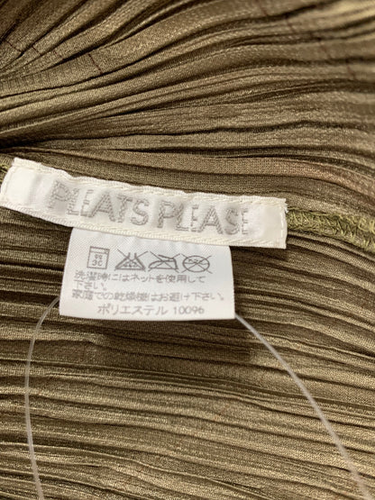 プリーツプリーズイッセイミヤケ PP41-JJ745 ブラウス 3 カーキグリーン プリーツ 丸襟 ITYOSQLGFBOS