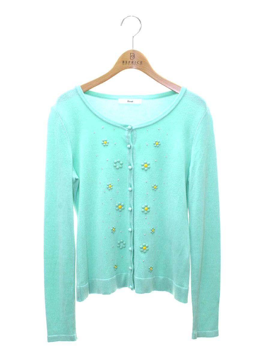 ルネ 6212400 カーディガン 36 グリーン フラワーモチーフ ITSPKKDUBW44