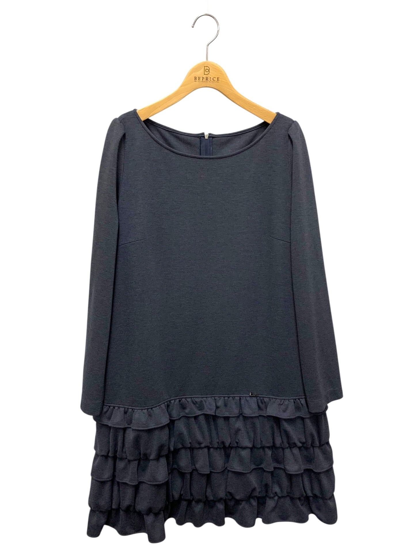 ルネ リミテッドエディション 5947280 ワンピース 38 ネイビー ワンポイント ロゴ フリルバックジップ ITV43TQY414K