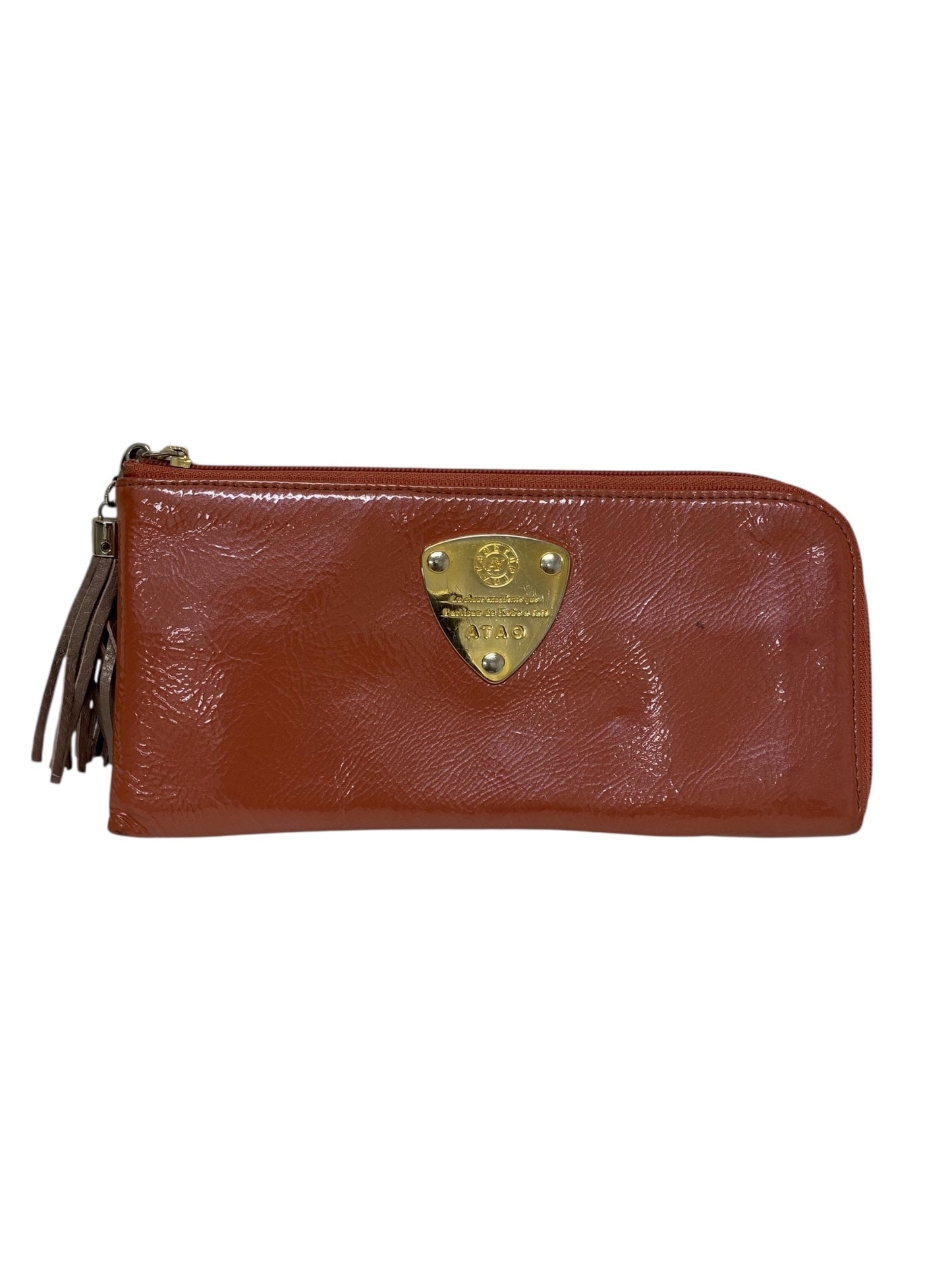 アタオ Limoパール ラウンドファスナー財布 オレンジ エナメル アプリコット ITZ5YMS7LO7W