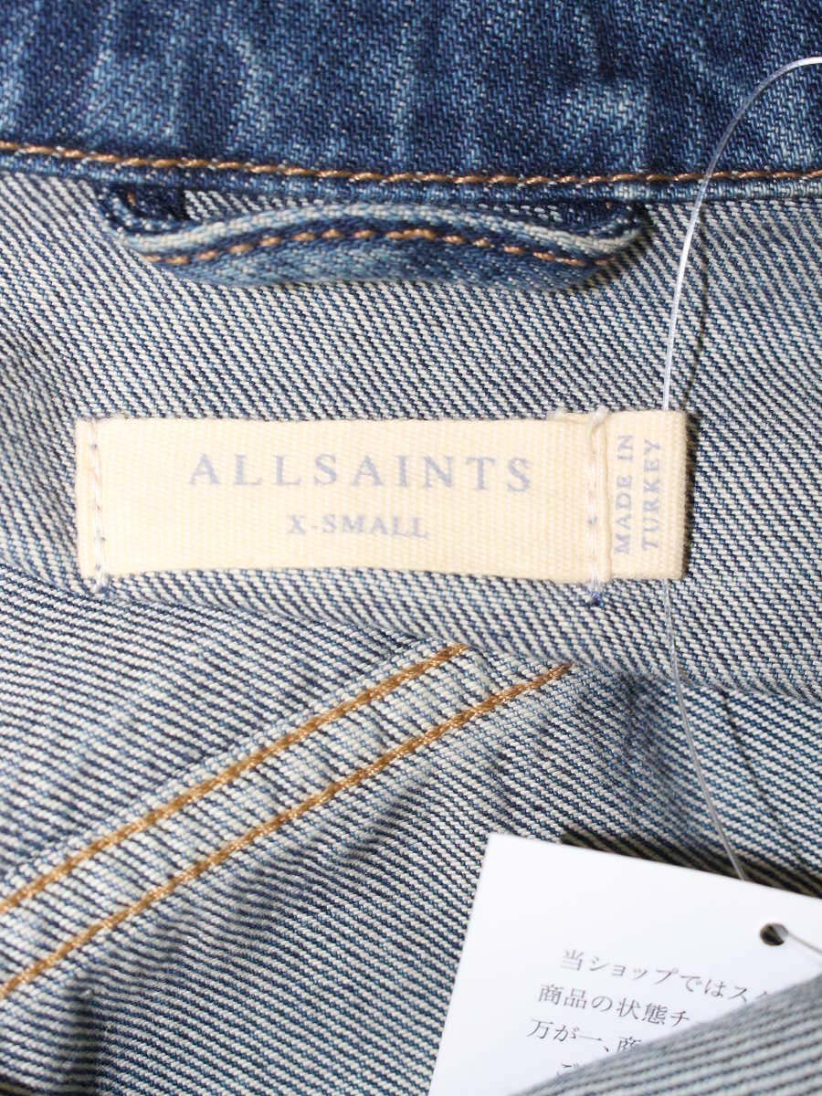 オールセインツ 192161R デニムジャケット XS ブルー ダメージ加工 刺繍 ITXZVE2QPUMS