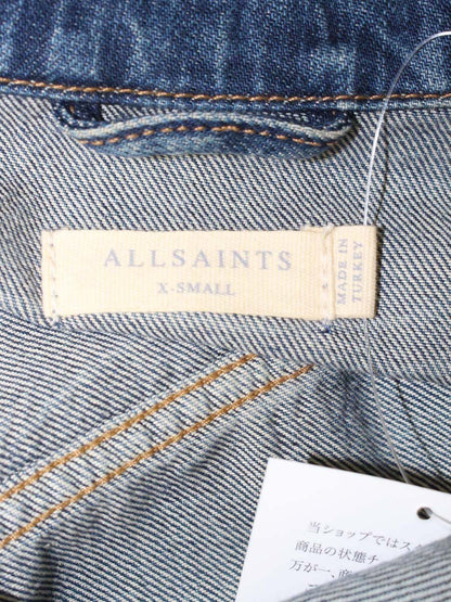 オールセインツ 192161R デニムジャケット XS ブルー ダメージ加工 刺繍 ITXZVE2QPUMS