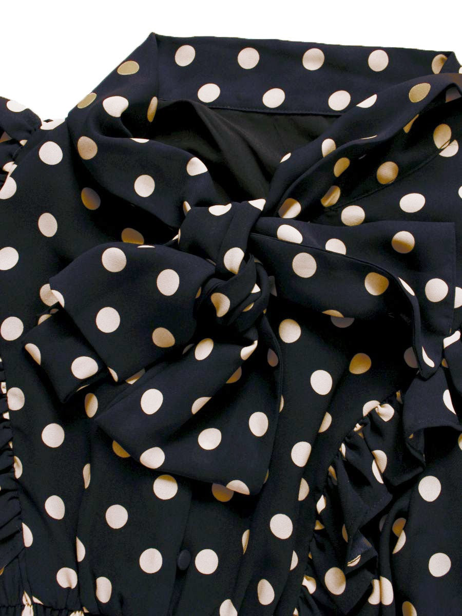 フェンネル 561036P ワンピース M ネイビー ドット ボウタイ ITT6LUB1ZZ0G