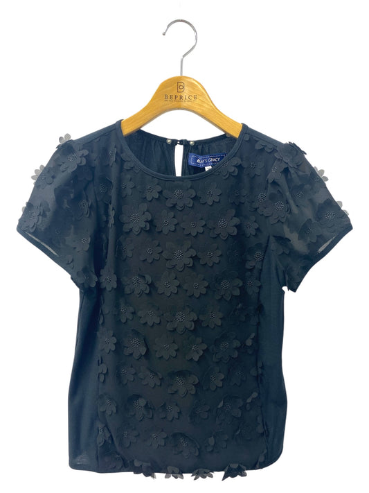 エムズグレイシー 625344 Tシャツ カットソー 38 ブラック フラワーモチーフ IT50REQIAG8K