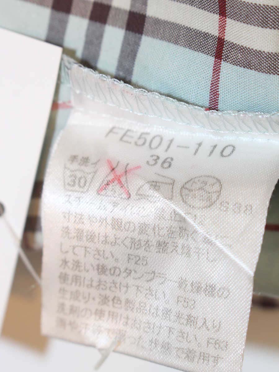 バーバリーブルーレーベル FE501-110 ブラウス 36 ブルー シャツ チェック柄 IT6ZQJDJB520