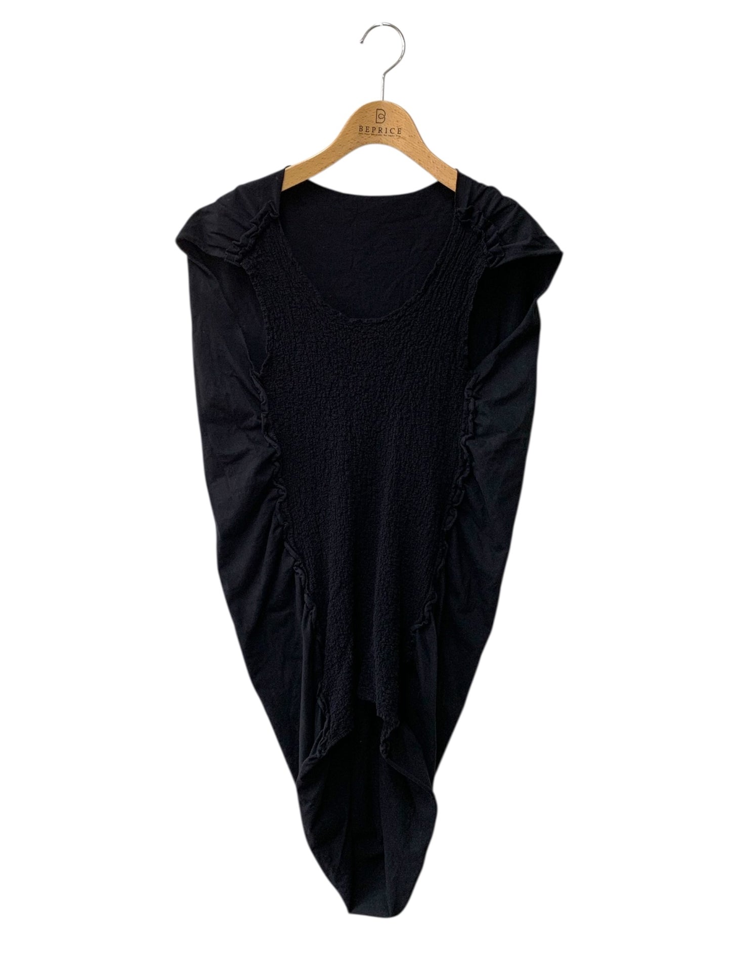 ミーイッセイミヤケ MI44FR211 チュニック ブラック カリフラワー ラウンドネック IT678OD1YZ14 【SALE】