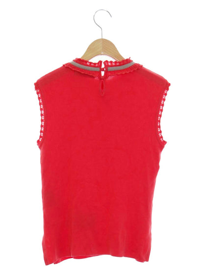 ルネ basic ニットカットソー 5232110 36 レッド ノースリーブ フリル リボン ITVD3Y1HM9ER 【SALE】