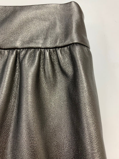 エムズグレイシー 417527 スカート 38 シルバー フェイクレザー ギャザー ITXEZ2ZP54WG