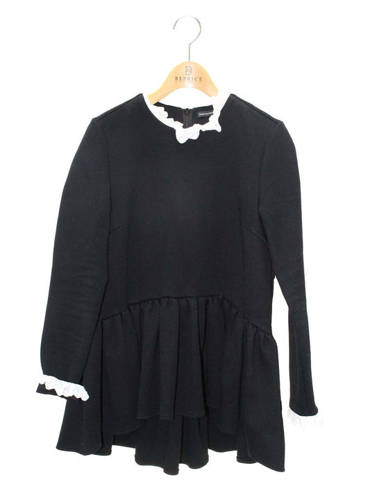 ツルバイマリコオイカワ 2218151 カットソー F ブラック ペプラム レース ITWUSE3EXI26