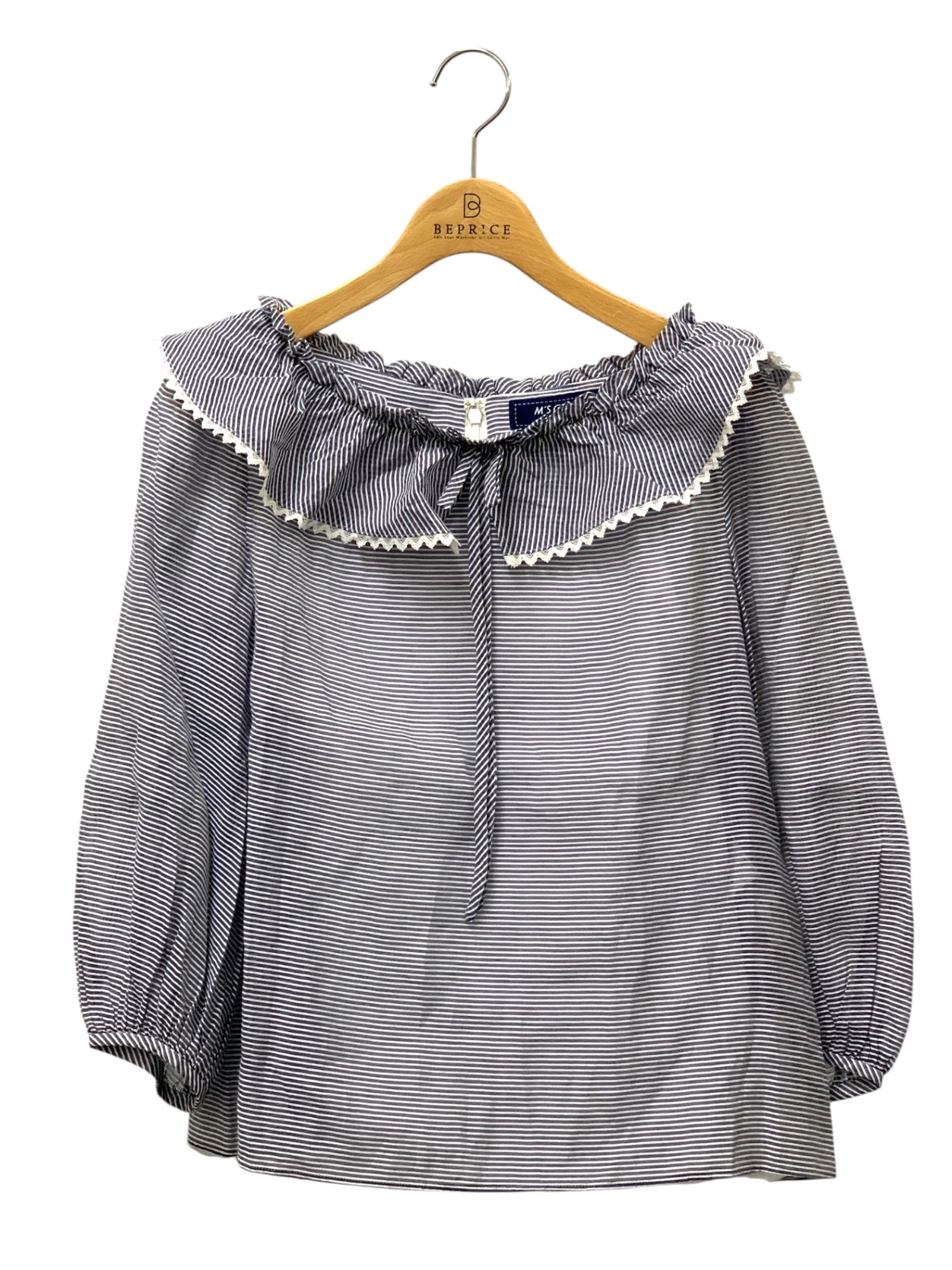 エムズグレイシー Frill Collar Blouse 910308 シャツ ブラウス 38 ブルー ITLIKQ24S93W