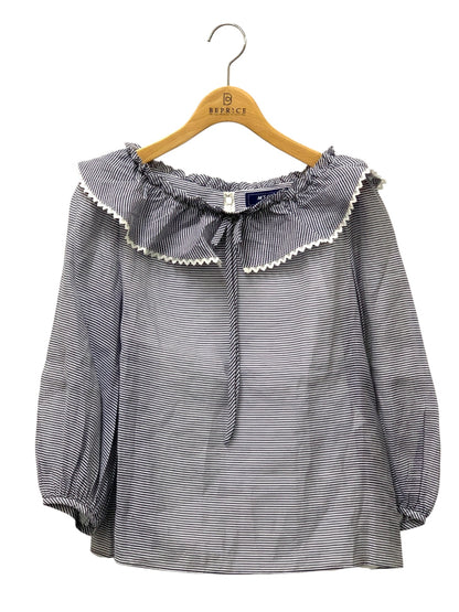 エムズグレイシー Frill Collar Blouse 910308 シャツ ブラウス 38 ブルー ITLIKQ24S93W