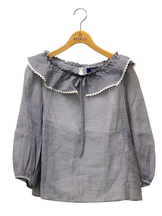 エムズグレイシー Frill Collar Blouse 910308 シャツ ブラウス 38 ブルー ITLIKQ24S93W