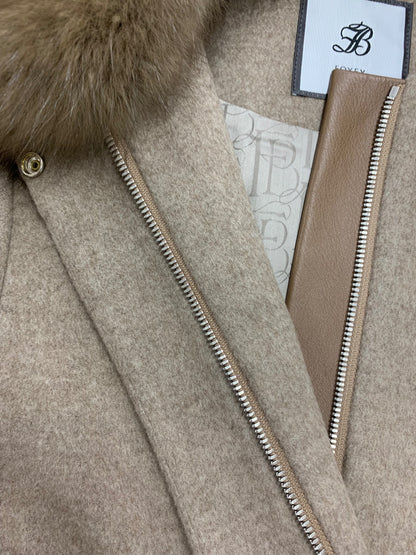 フォクシーブティック 44580 ジャケット 38 ブラウン セーブルファー ジップアップ カシミヤ 牛革 ITXS7B6SBNHE