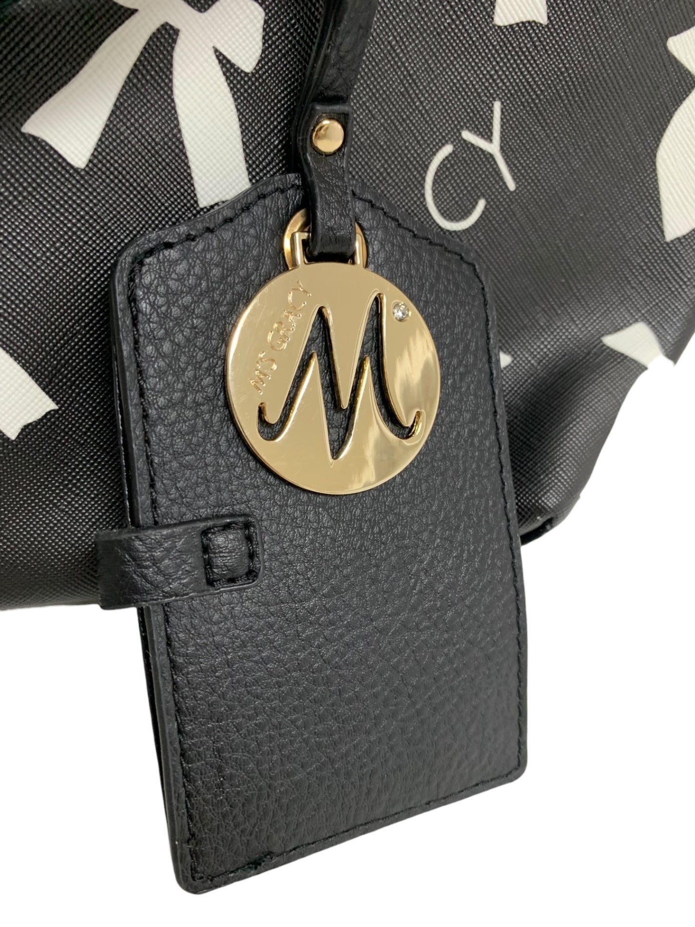 美品M'S GRACY 大リボン付きバッグ ブラック斜め掛けトートバッグ