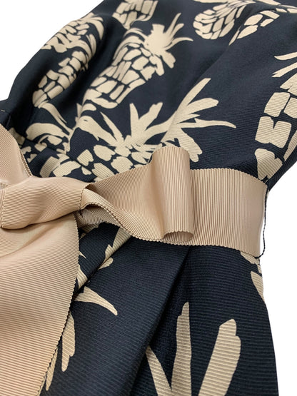 エムズグレイシー 111335 ワンピース 36 ブラック パイナップルモチーフ ウエストリボン IT8RI4CUBE00