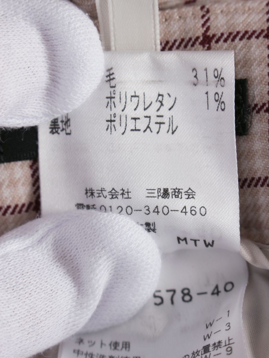 トゥービーシック W5R72-578-40 パンツ 40 ベージュ チェック柄 ITOBEMKD693D 【SALE】