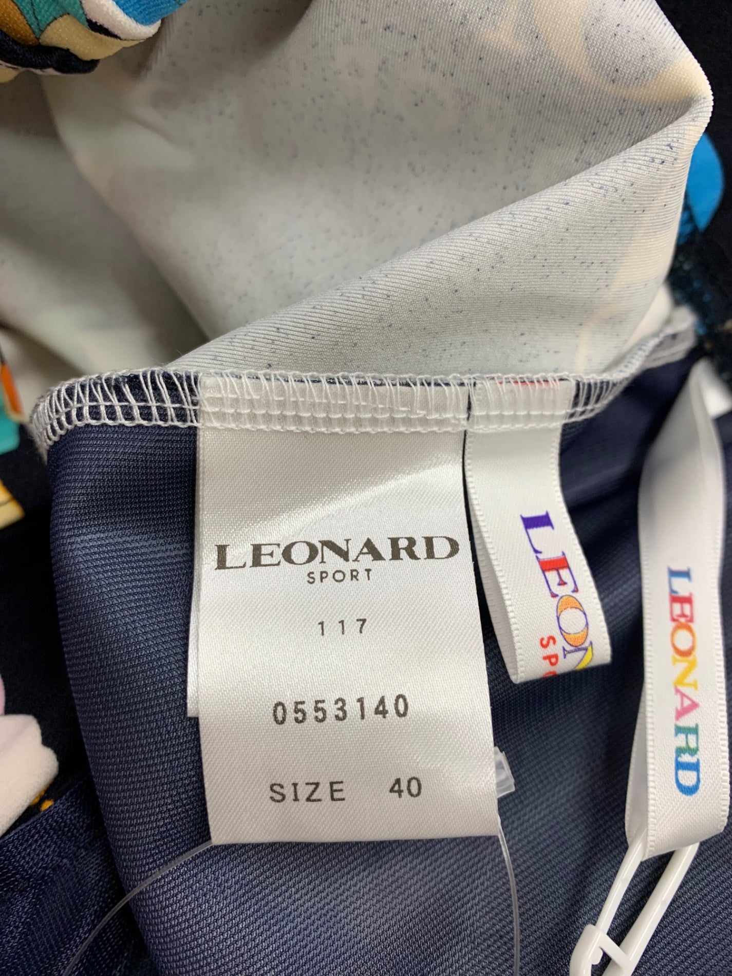 レオナールスポーツ 0553140 パンツ 40 ネイビー ロゴ フラワーモチーフ ジャージー ITJZX1Z6N9LK