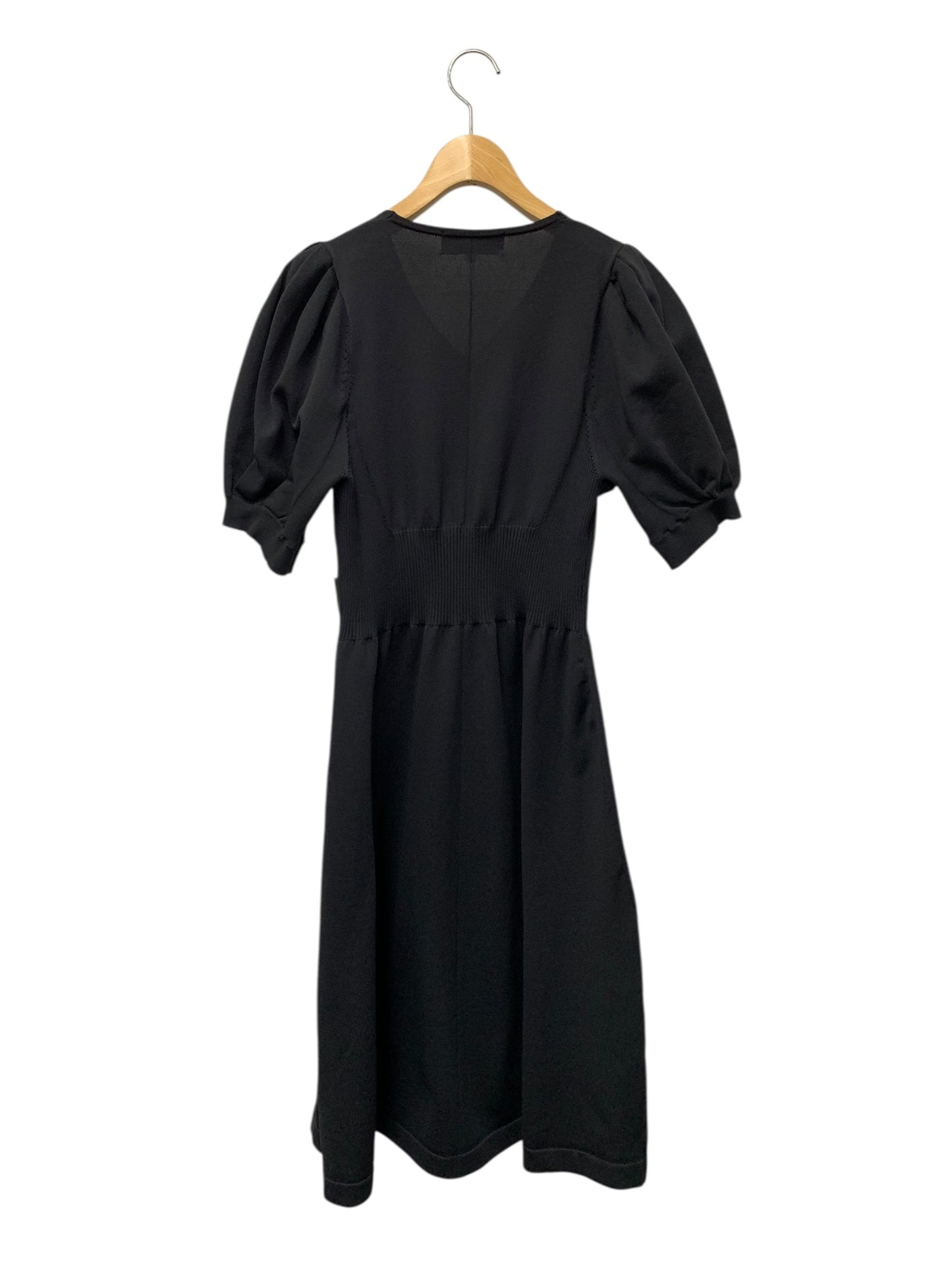 エムズグレイシー 218313 ワンピース 42 ブラック ウエストリボン パフスリーブ ITI1F9KK02XM