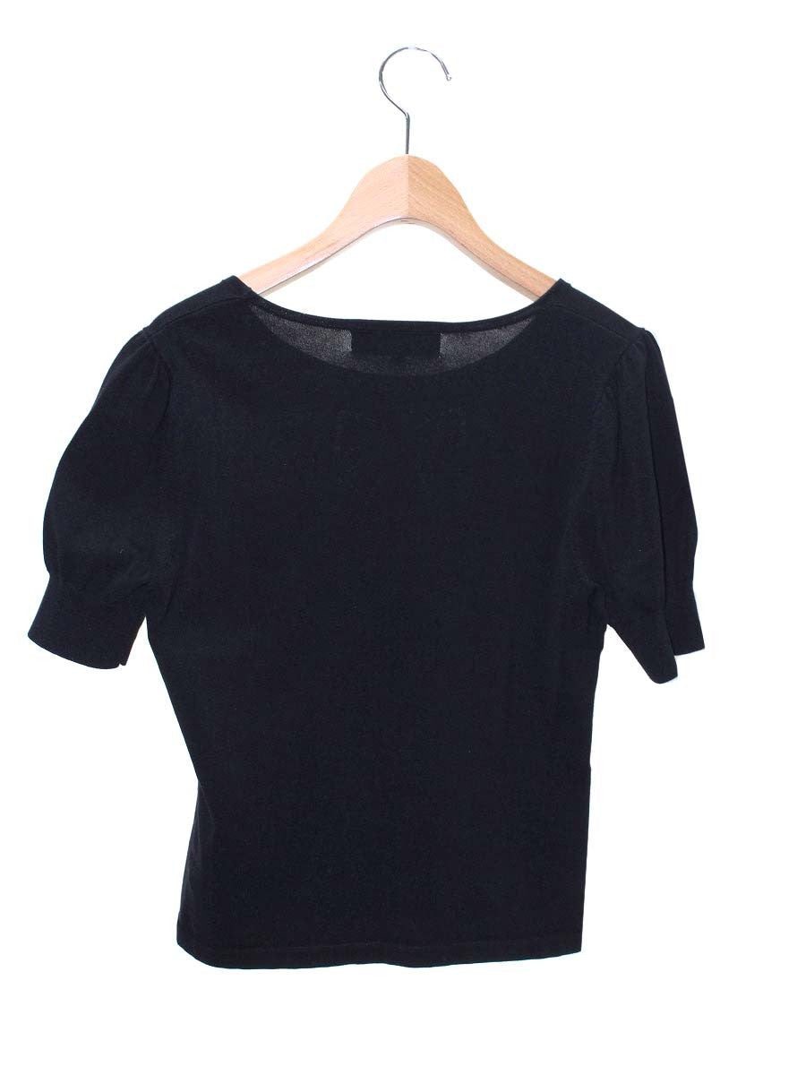 エムズグレイシー 218328 ニット セーター 38 ブラック カメリア リボン 刺繍 ITAP4KES72KO