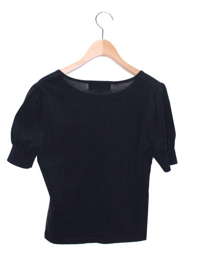 エムズグレイシー 218328 ニット セーター 38 ブラック カメリア リボン 刺繍 ITAP4KES72KO