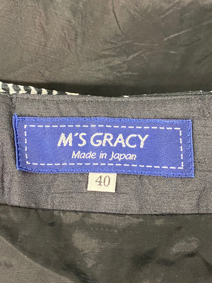 エムズグレイシー 817359 スカート 40 ブラック 千鳥 花柄 ITY8ON2R8FD3