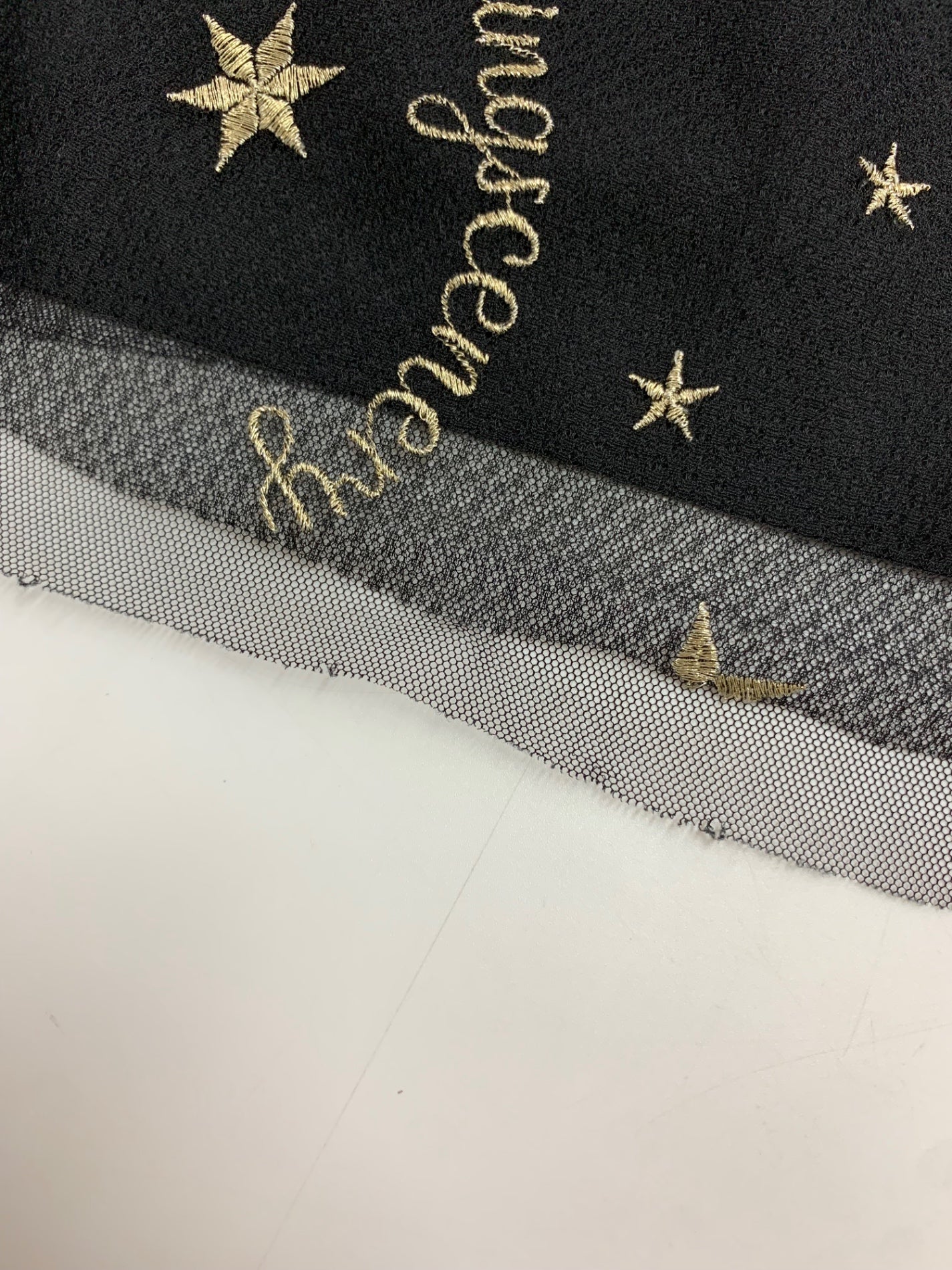 ダイアグラム 0322421198　 スカート 36 ブラック チュール  刺繍 星柄 ウエストゴム ITLJPLUSVFI8