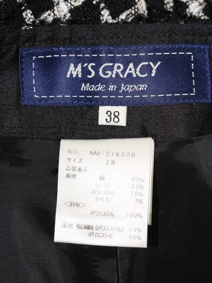 エムズグレイシー 216308 パンツ 38 ブラック/ホワイト サマーツィ—ド キュロット ITENXRB8RVGG