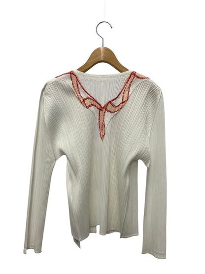 プリーツプリーズイッセイミヤケ PP-21-JO425 トップス 3 ホワイト 刺繍 プリーツ IT0PHQ4L6ZAJ