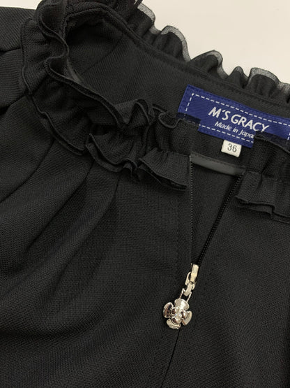 エムズグレイシー 514125 ブルゾン 36 ブラック ジップアップ フリル IT2INS20JINR 【SALE】