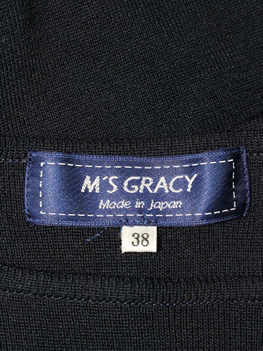 エムズグレイシー 018508 ニット セーター 38 ネイビー パフスリーブ シアー素材 ITMIN1AQKQUK