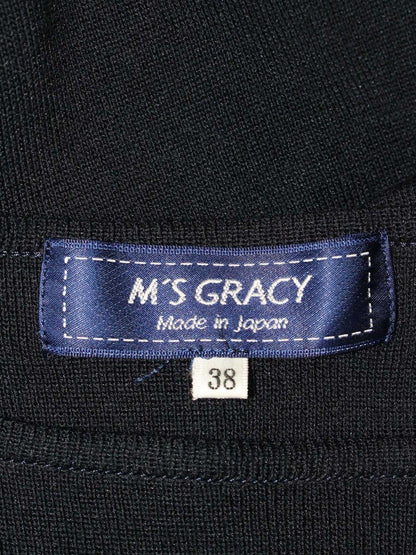 エムズグレイシー 018508 ニット セーター 38 ネイビー パフスリーブ シアー素材 ITMIN1AQKQUK