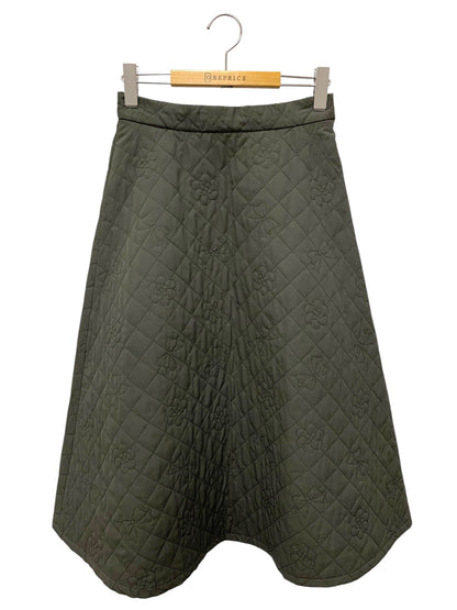 エムズグレイシー カメリアｘリボン柄キルティングフレア 417613 スカート 38 グレー ITW9BUKDG8V4