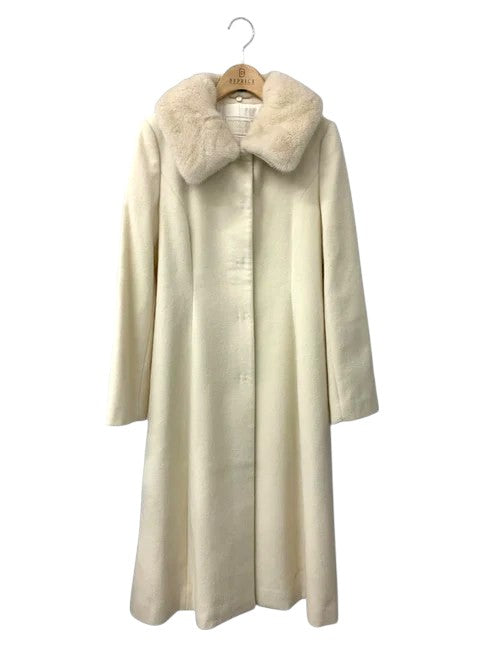 フォクシーブティック Coat French Macarons 42866 コート 40 ホワイト ミンクファー カシミヤ ビジューブローチ 【SALE】