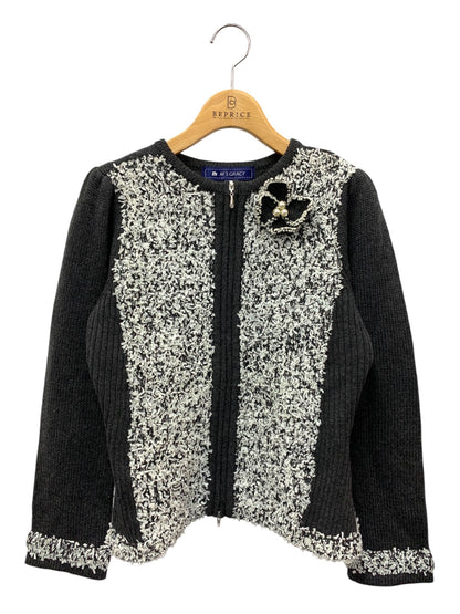 エムズグレイシー 528554 カーディガン 40 グレー ジップアップ IT2MBJRSHXP2