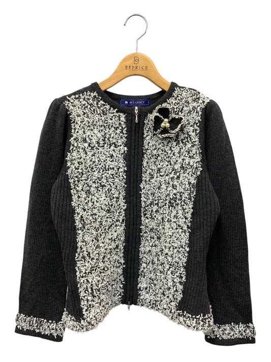 エムズグレイシー 528554 カーディガン 40 グレー ジップアップ IT2MBJRSHXP2