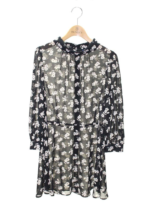 エムズグレイシー 410323 ブラウス 40 ブラック フラワーモチーフ IT3DEYWCNO32