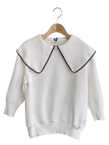 ヨリ コットン刺繍カラーニット YR31-24040SP ニット セーター F ホワイト ITLBVZ9KGZF4