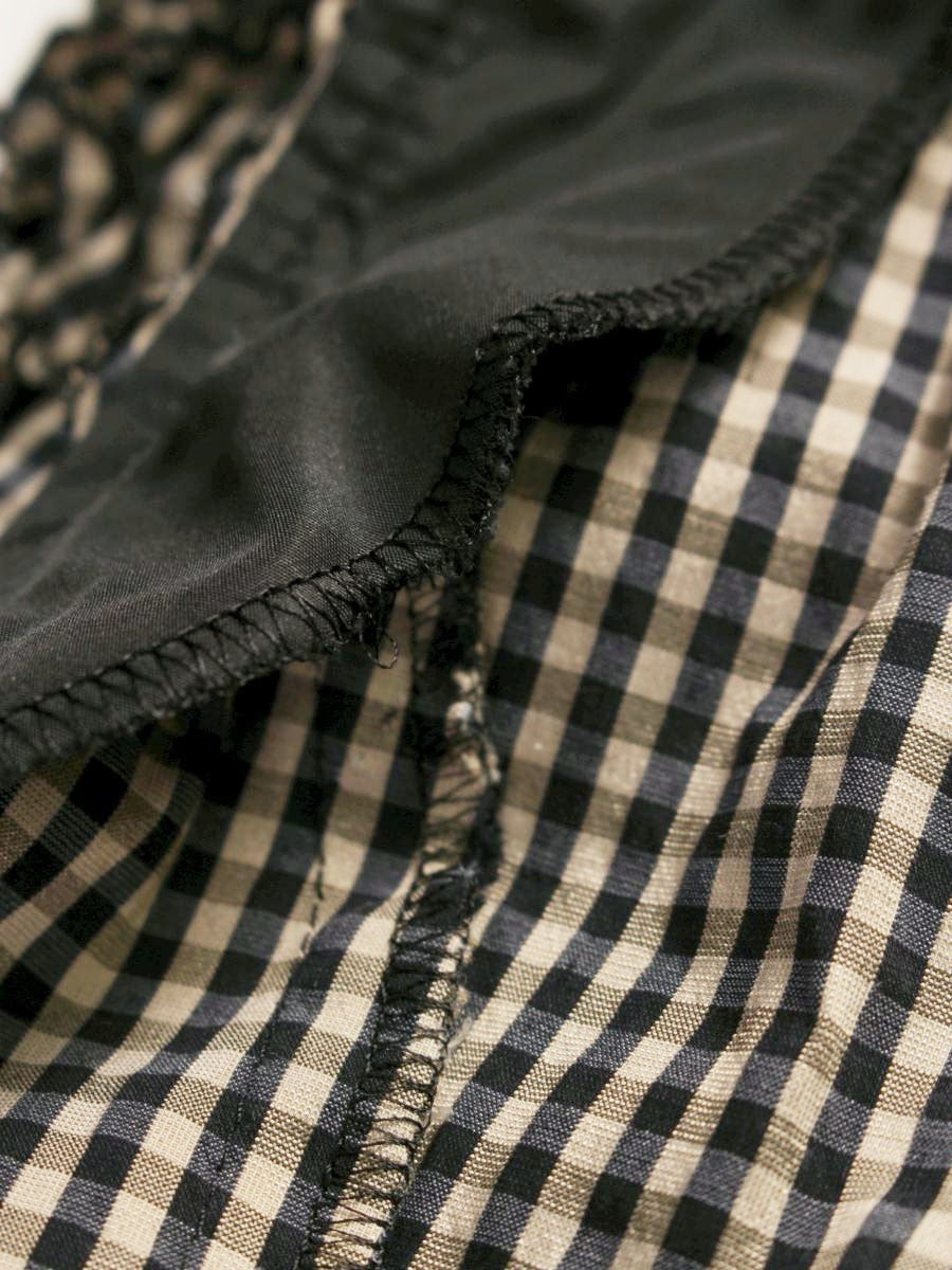 エムズグレイシー 421344 ワンピース 38 ベージュ/ブラック ギンガムチェック バックジップ ITJMYD3KLCPS