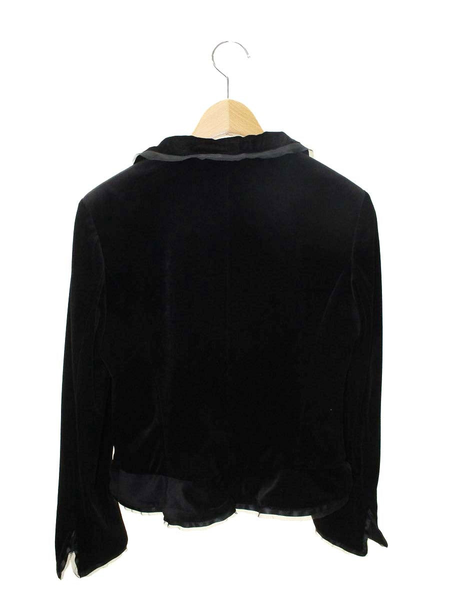 エムズグレイシー 654001 ジャケット 40 ブラック ベロア フリル 1B ITTVEBA8RAO0