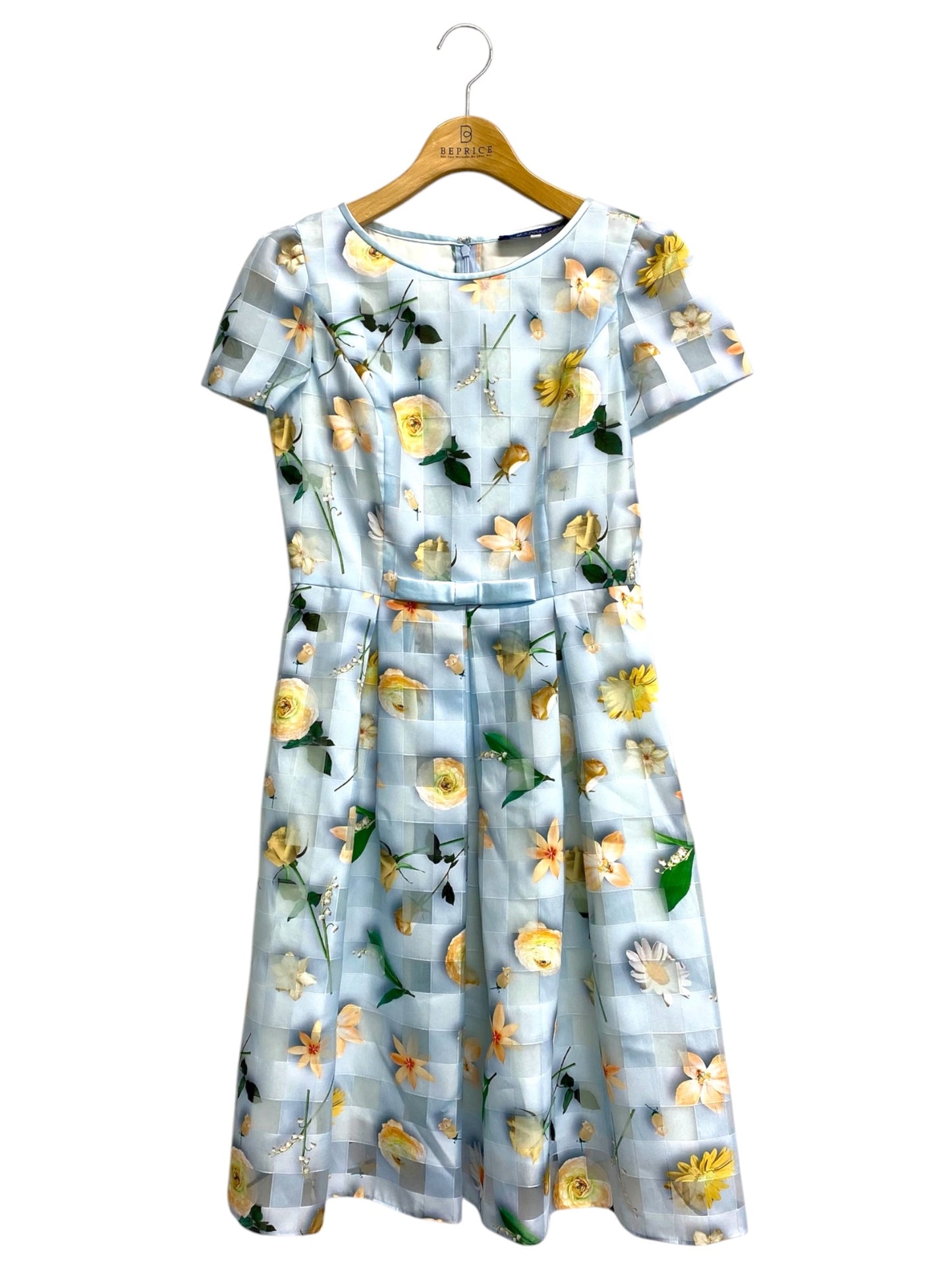 エムズグレイシー Organdy Flower Dress 911111 ワンピース 38 ブルー/マルチカラー フラワープリント IT9MSK80KU34